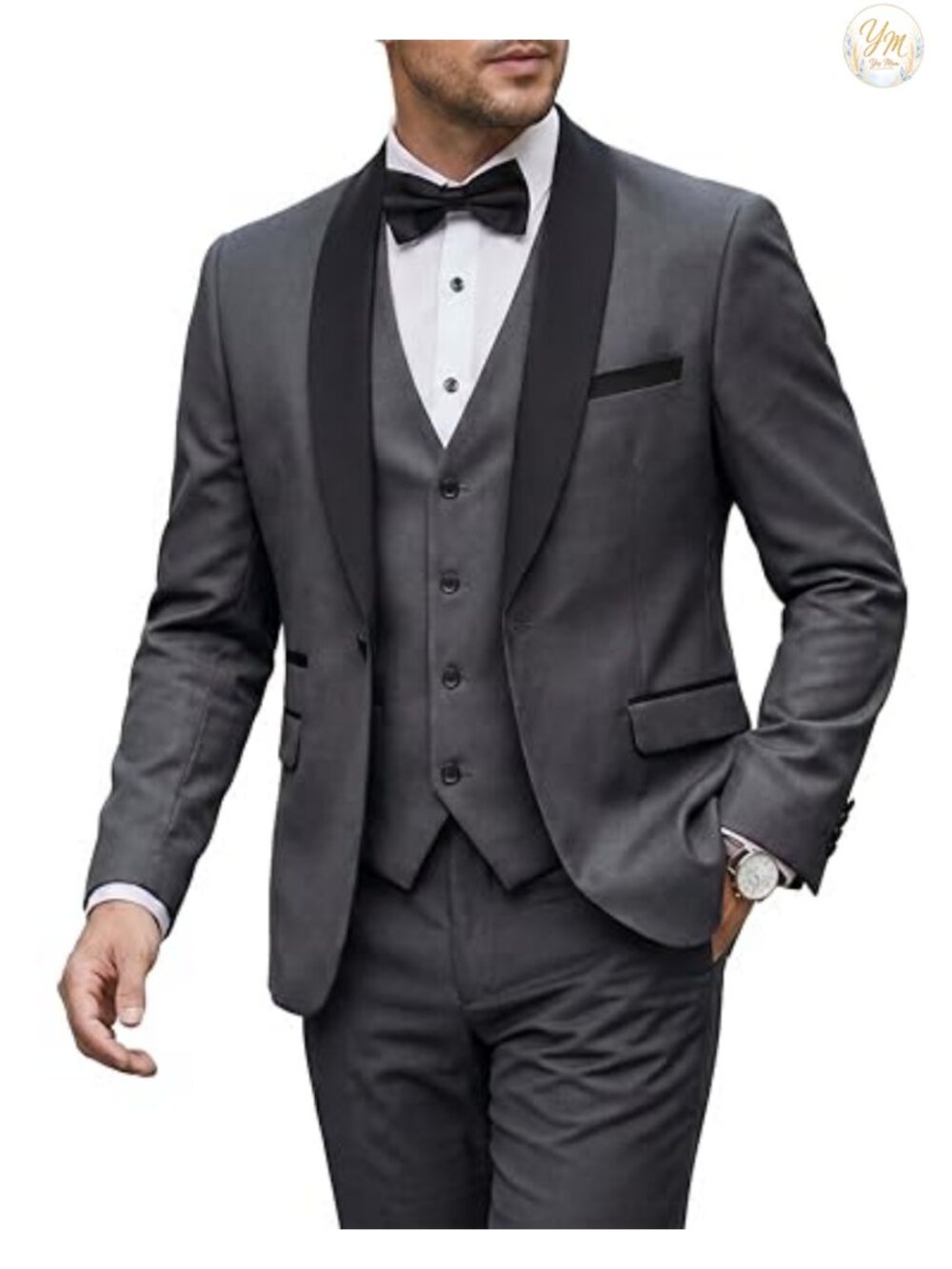 Men's 3 Piece Slim Fit Tuxedo Set Shawl Lapel Suit Vest Pants Formal